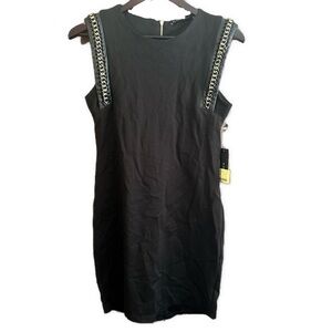 Black Tape_ Women’s Black Viscose Nylon Sleeveless Tank Dress Chains Sz M NWT